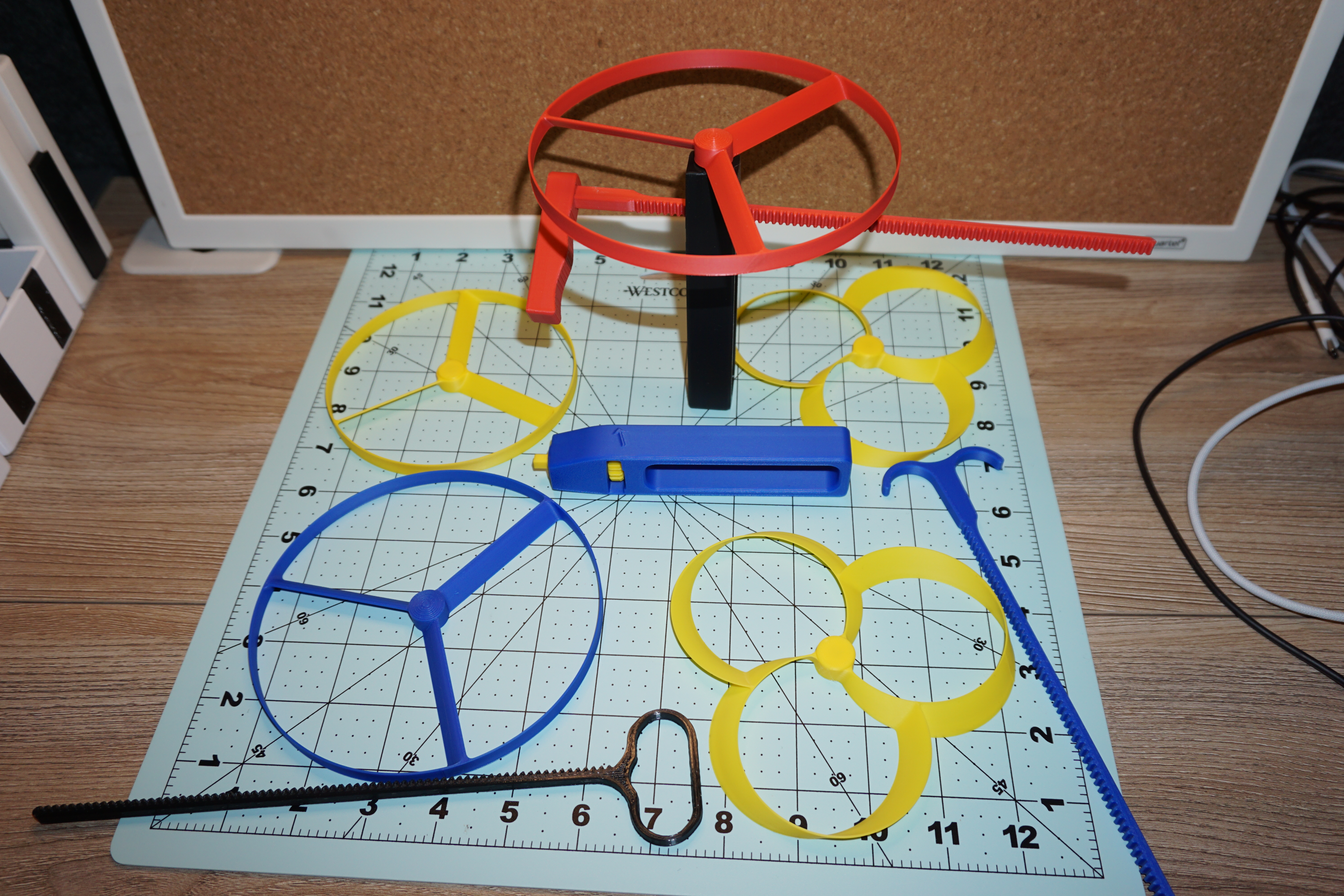 few colored propellers